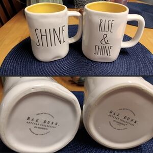 Rae Dunn Shine & Rise Mug Set - White and Yellow